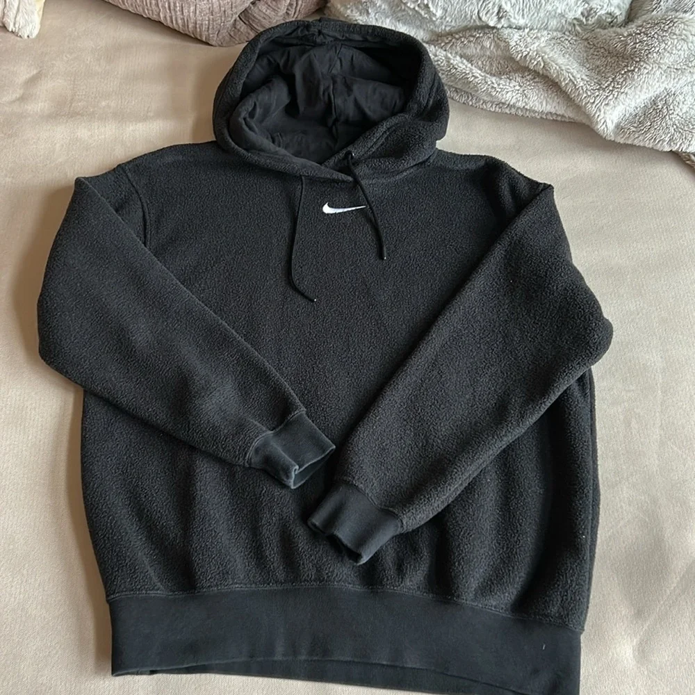 Nike Sportswear Essentials Plush Black Hoodie Center Swoosh DD5118-010Women’s XS